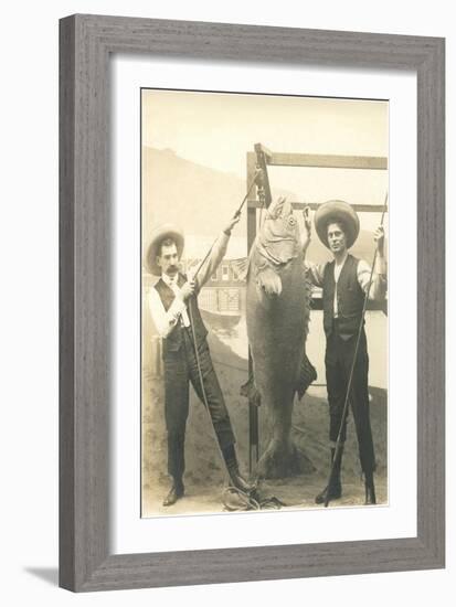 Two Men with Large Fish-null-Framed Art Print