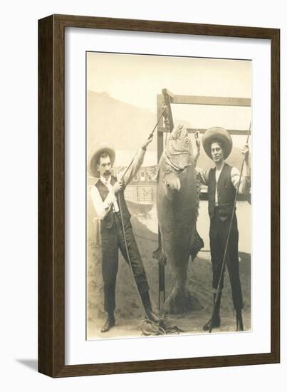 Two Men with Large Fish-null-Framed Art Print