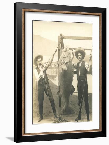 Two Men with Large Fish-null-Framed Art Print