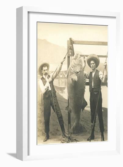 Two Men with Large Fish-null-Framed Art Print