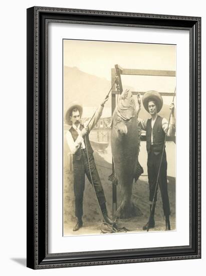 Two Men with Large Fish-null-Framed Art Print