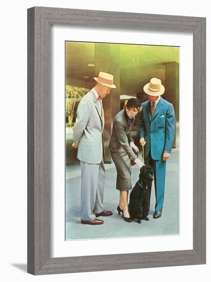 Two Men, Woman with Poodle, Fifties-null-Framed Art Print