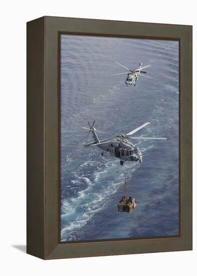 Two Mh-60S Sea Hawk Helicopters Transport Supplies-null-Framed Premier Image Canvas