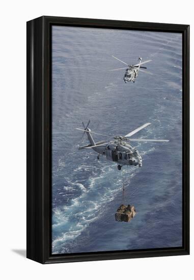 Two Mh-60S Sea Hawk Helicopters Transport Supplies-null-Framed Premier Image Canvas