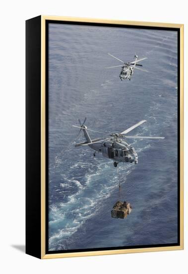 Two Mh-60S Sea Hawk Helicopters Transport Supplies-null-Framed Premier Image Canvas