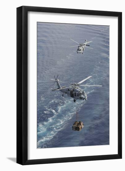 Two Mh-60S Sea Hawk Helicopters Transport Supplies-null-Framed Photographic Print