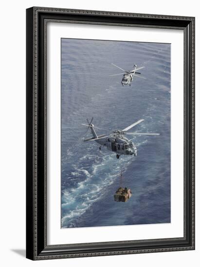 Two Mh-60S Sea Hawk Helicopters Transport Supplies-null-Framed Photographic Print