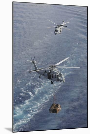 Two Mh-60S Sea Hawk Helicopters Transport Supplies-null-Mounted Photographic Print