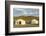 Two Mongolian nomadic gers and mountains in the background, Bayandalai district, South Gobi provinc-Francesco Vaninetti-Framed Photographic Print