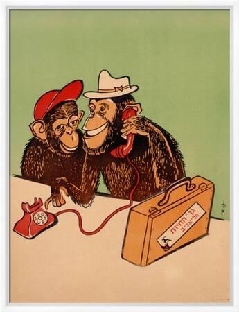 Two Monkeys Talking on a Telephone, ' Giclee Print Two Monkeys Talking on a Telephone, ' Giclee Print