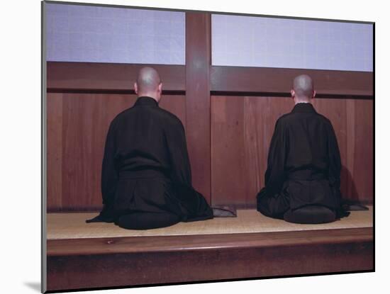 Two Monks During Za-Zen Meditation in the Sodo or Zazendo Hall, Elheiji Zen Monastery, Japan-Ursula Gahwiler-Mounted Photographic Print