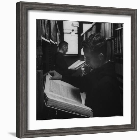 Two Monks in the Library at St. Benedicts Abbey-Gordon Parks-Framed Photographic Print