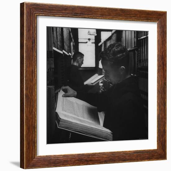 Two Monks in the Library at St. Benedicts Abbey-Gordon Parks-Framed Photographic Print