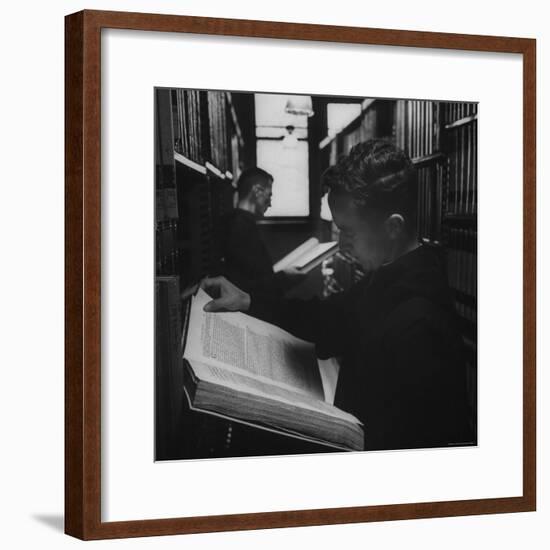Two Monks in the Library at St. Benedicts Abbey-Gordon Parks-Framed Photographic Print