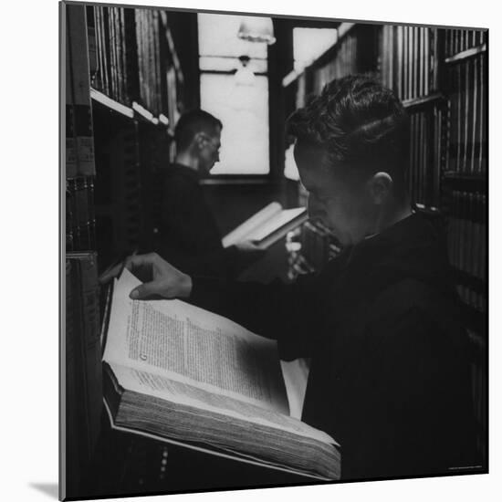 Two Monks in the Library at St. Benedicts Abbey-Gordon Parks-Mounted Photographic Print