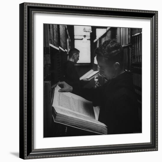 Two Monks in the Library at St. Benedicts Abbey-Gordon Parks-Framed Photographic Print