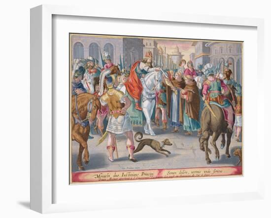 Two Monks Present Silkworms Smuggled from China to the Emperor Justinian-Jan van der Straet-Framed Giclee Print