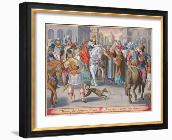 Two Monks Present Silkworms Smuggled from China to the Emperor Justinian-Jan van der Straet-Framed Giclee Print