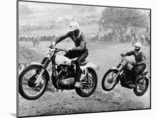 Two Motorcyclists Taking Part in Motocross at Brands Hatch, Kent-null-Mounted Photographic Print