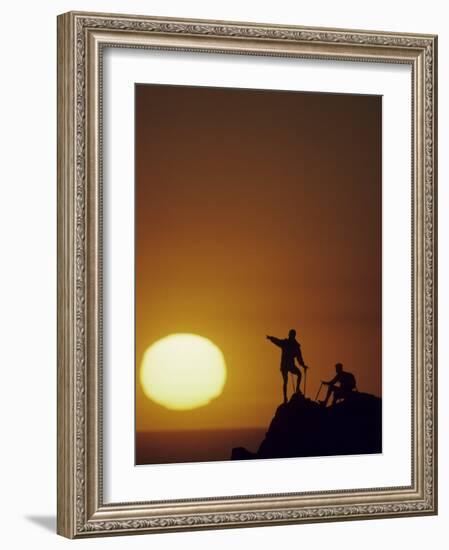 Two Mountain Climbers at Sunset-null-Framed Photographic Print