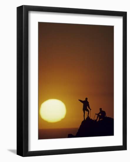 Two Mountain Climbers at Sunset-null-Framed Photographic Print