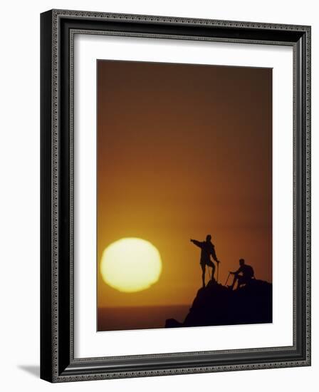 Two Mountain Climbers at Sunset-null-Framed Photographic Print