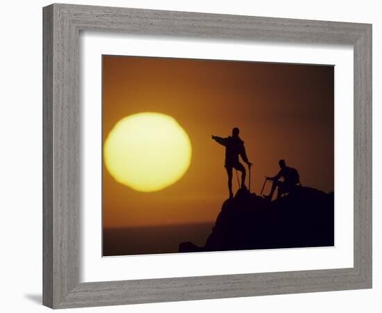 Two Mountain Climbers at Sunset-null-Framed Photographic Print