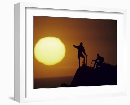 Two Mountain Climbers at Sunset-null-Framed Photographic Print