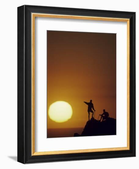 Two Mountain Climbers at Sunset-null-Framed Photographic Print