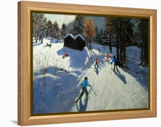 Two Mountain Huts, Pleney, Morzine-Andrew Macara-Framed Premier Image Canvas