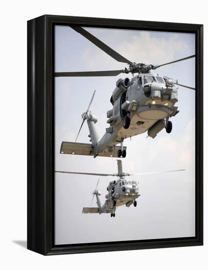 Two Multi-mission MH-60R Sea Hawk Helicopters Fly in Tandem-Stocktrek Images-Framed Premier Image Canvas