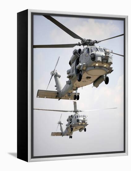 Two Multi-mission MH-60R Sea Hawk Helicopters Fly in Tandem-Stocktrek Images-Framed Premier Image Canvas