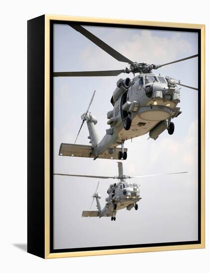 Two Multi-mission MH-60R Sea Hawk Helicopters Fly in Tandem-Stocktrek Images-Framed Premier Image Canvas