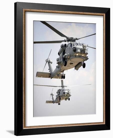 Two Multi-mission MH-60R Sea Hawk Helicopters Fly in Tandem-Stocktrek Images-Framed Photographic Print