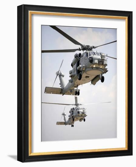 Two Multi-mission MH-60R Sea Hawk Helicopters Fly in Tandem-Stocktrek Images-Framed Photographic Print