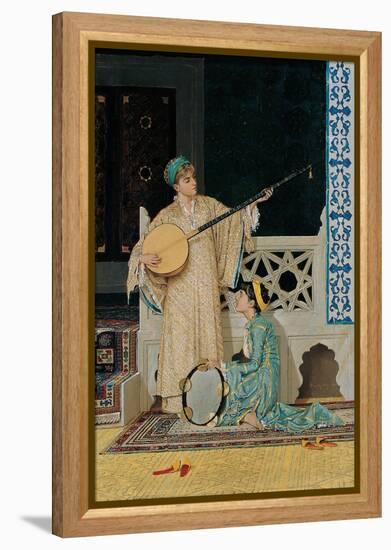 Two Musician Girls, Second Half of the 19th C-Osman Hamdi Bey-Framed Premier Image Canvas