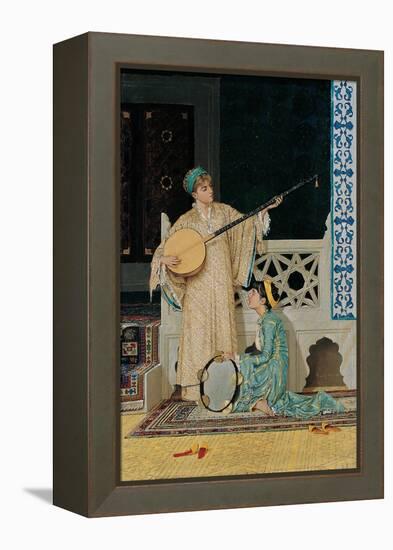 Two Musician Girls, Second Half of the 19th C-Osman Hamdi Bey-Framed Premier Image Canvas