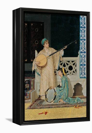 Two Musician Girls, Second Half of the 19th C-Osman Hamdi Bey-Framed Premier Image Canvas