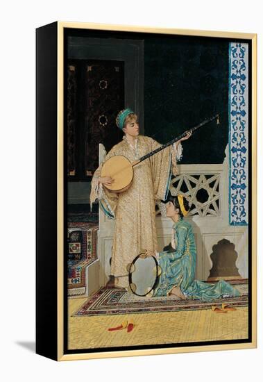 Two Musician Girls, Second Half of the 19th C-Osman Hamdi Bey-Framed Premier Image Canvas