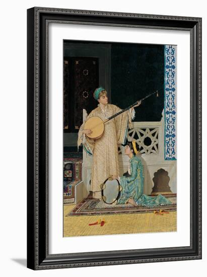 Two Musician Girls, Second Half of the 19th C-Osman Hamdi Bey-Framed Giclee Print