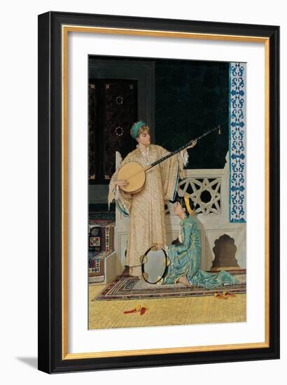 Two Musician Girls, Second Half of the 19th C-Osman Hamdi Bey-Framed Giclee Print