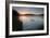 Two Mute Swans, Cygnus Olor, Feed on Misty Pen Ponds in Richmond Park at Sunrise-Alex Saberi-Framed Photographic Print