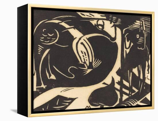 Two Mythical Animals (Zwei Fabeltiere), 1914-Franz Marc-Framed Premier Image Canvas