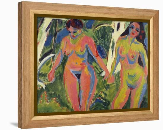 Two Naked Women in a Wood; Zwei Nackte Frauen Im Wald-Ernst Ludwig Kirchner-Framed Premier Image Canvas