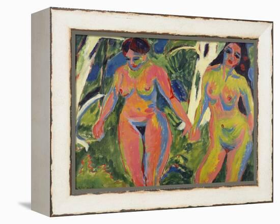 Two Naked Women in a Wood; Zwei Nackte Frauen Im Wald-Ernst Ludwig Kirchner-Framed Premier Image Canvas