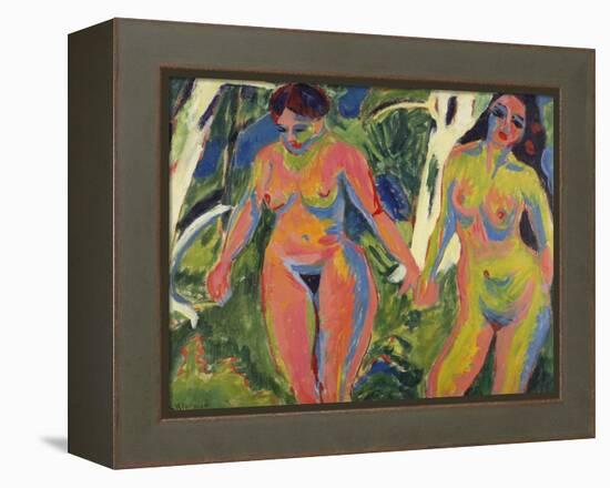 Two Naked Women in a Wood; Zwei Nackte Frauen Im Wald-Ernst Ludwig Kirchner-Framed Premier Image Canvas