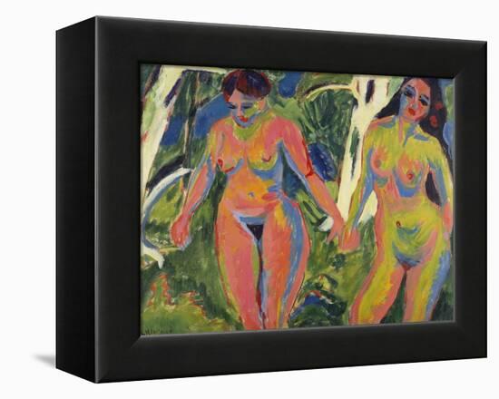 Two Naked Women in a Wood; Zwei Nackte Frauen Im Wald-Ernst Ludwig Kirchner-Framed Premier Image Canvas