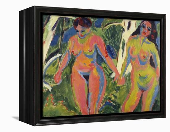 Two Naked Women in a Wood; Zwei Nackte Frauen Im Wald-Ernst Ludwig Kirchner-Framed Premier Image Canvas