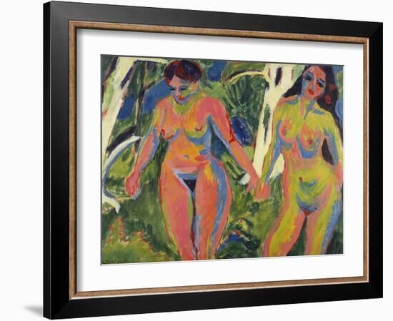 Two Naked Women in a Wood; Zwei Nackte Frauen Im Wald-Ernst Ludwig Kirchner-Framed Giclee Print