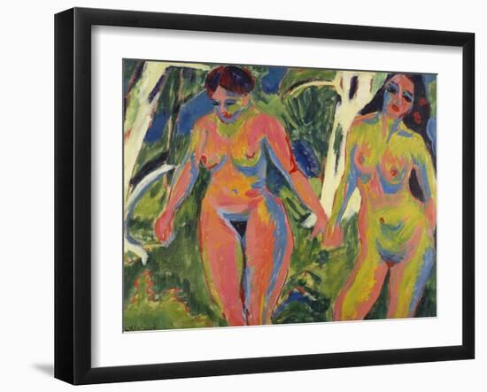 Two Naked Women in a Wood; Zwei Nackte Frauen Im Wald-Ernst Ludwig Kirchner-Framed Giclee Print